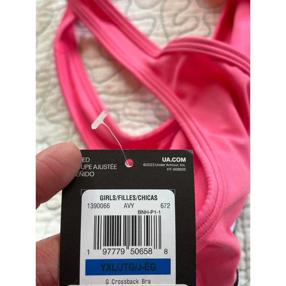 Under Armour Girls Pink Crossback Sports Bra‎ YXL